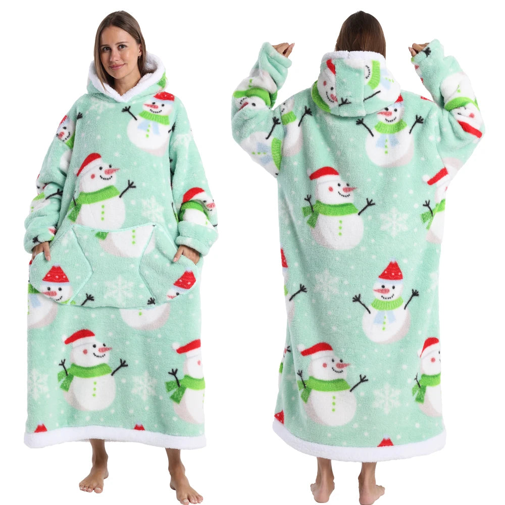 Christmas Sleeves Winter Hoodies Sweatshirt Women Men Pullover Fleece