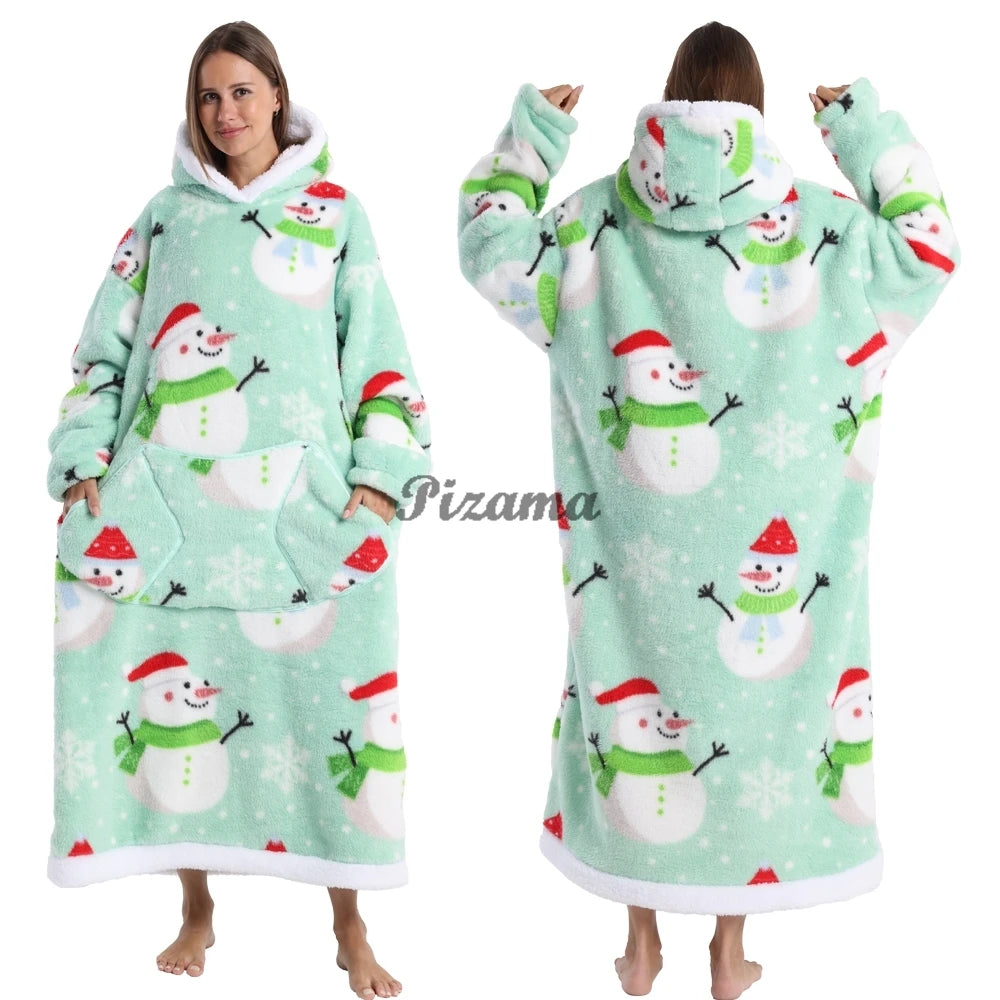 Christmas Sleeves Winter Hoodies Sweatshirt Women Men Pullover Fleece