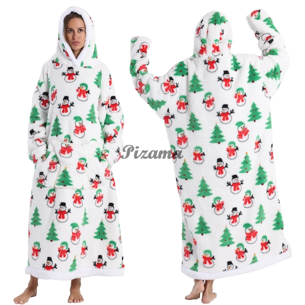 Christmas Sleeves Winter Hoodies Sweatshirt Women Men Pullover Fleece