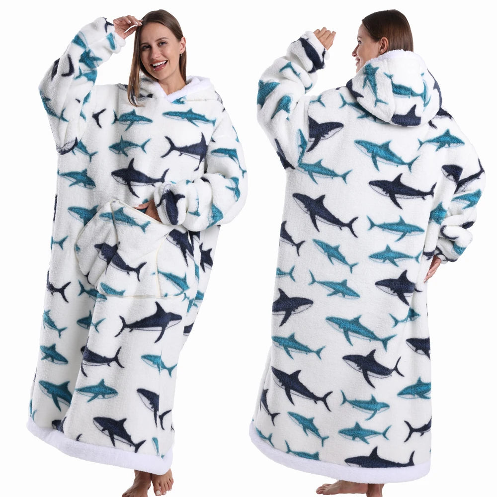 Christmas Sleeves Winter Hoodies Sweatshirt Women Men Pullover Fleece