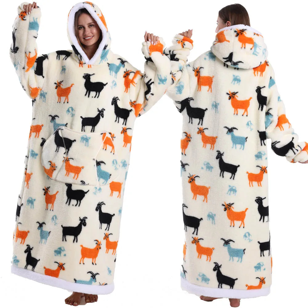 Christmas Sleeves Winter Hoodies Sweatshirt Women Men Pullover Fleece